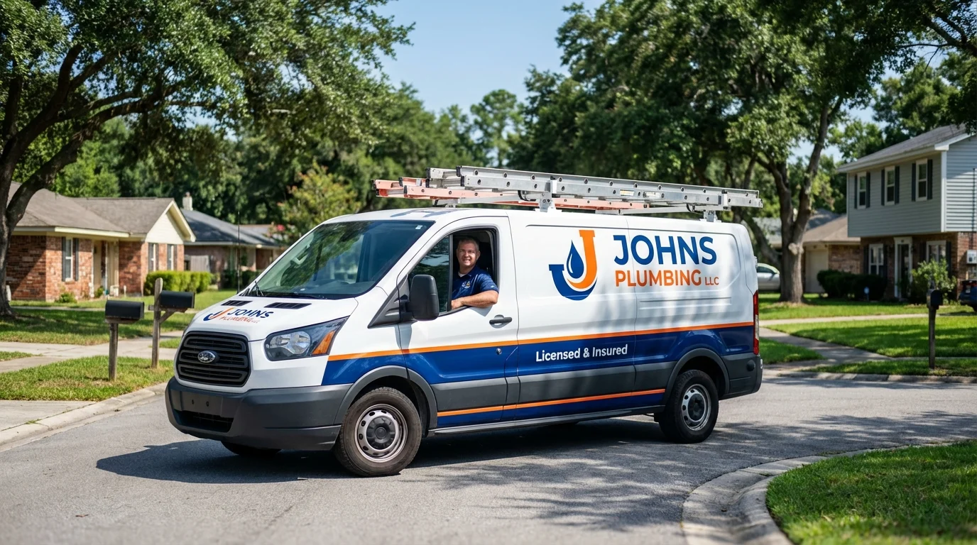 Johns Plumbing LLC service van in West Covina, CA