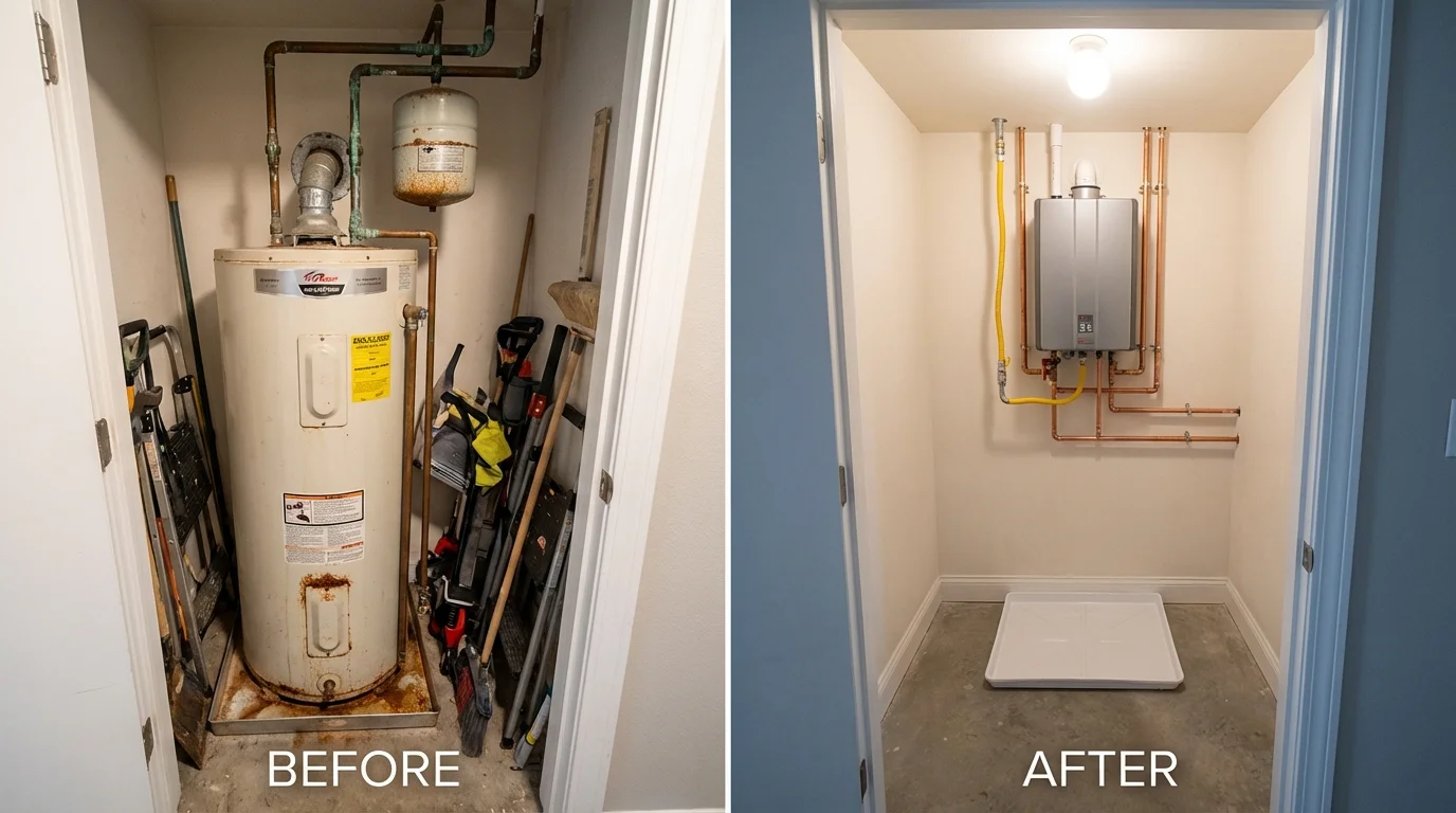 Tank water heater versus wall-mounted tankless unit comparison for West Covina, CA homeowners