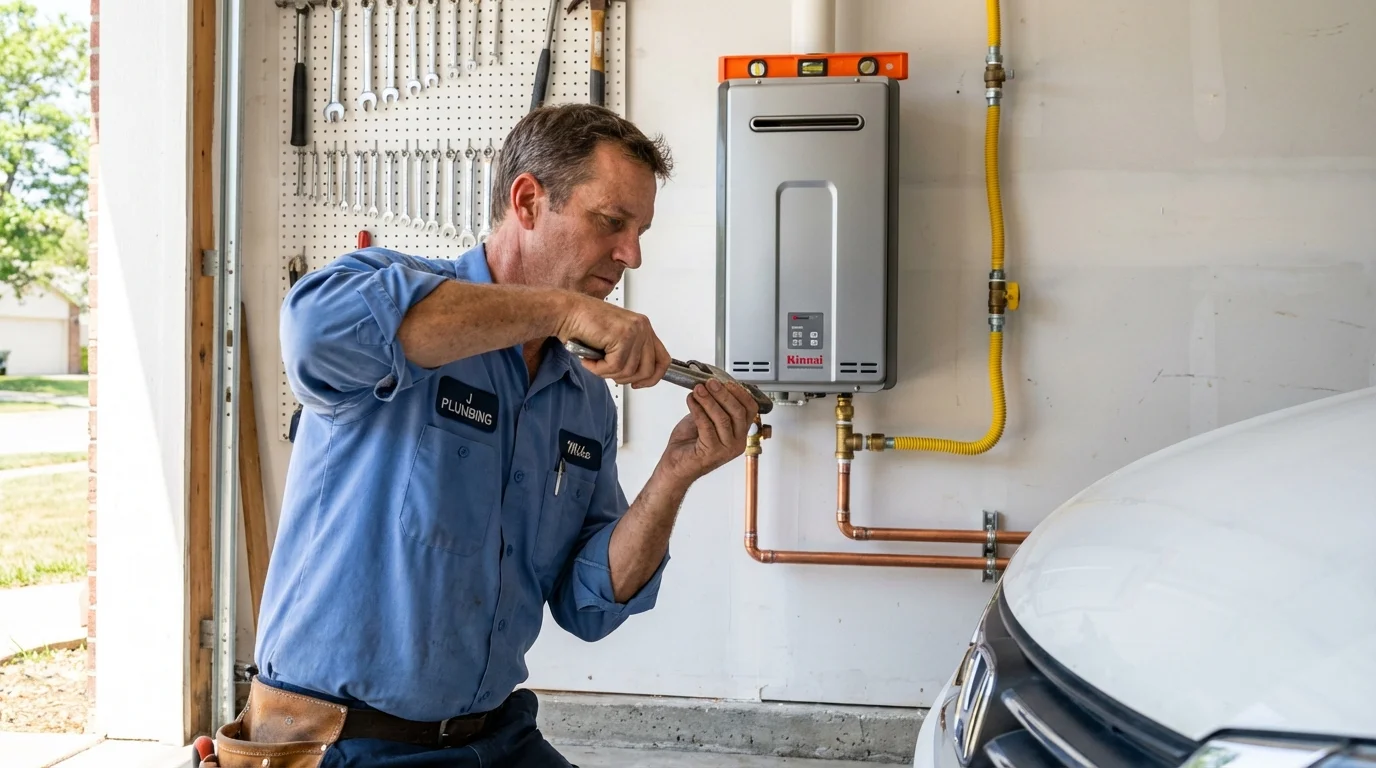 Tankless water heater installation by a Johns Plumbing LLC plumber in West Covina